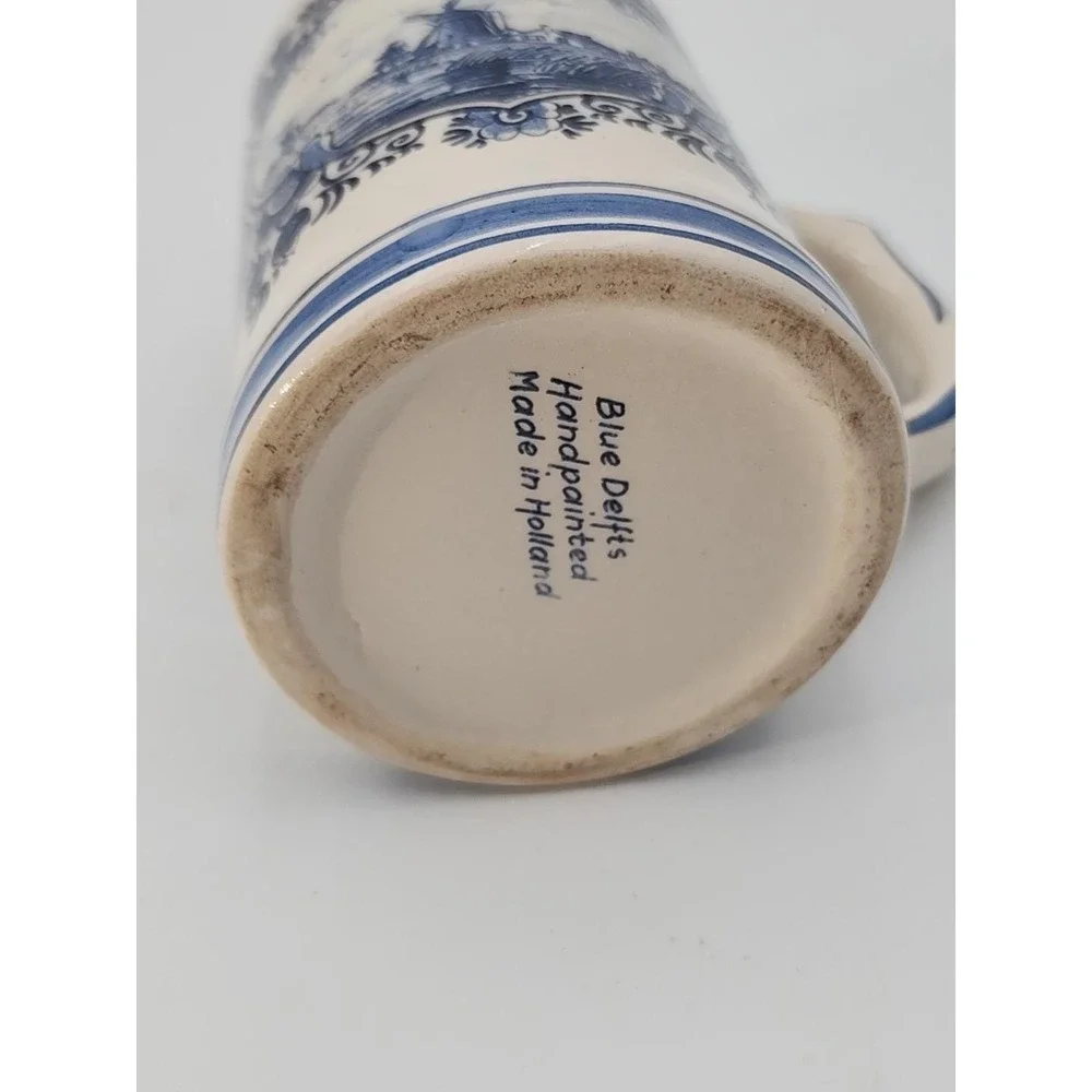 Vintage Heineken Delft Blue Holland Porcelain‎ Beer Stein Mug Windmill Dutch
